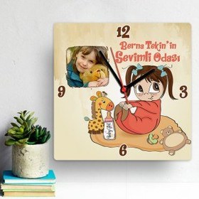 Resim Kız Çocuklarına Özel Kare Duvar Saati 