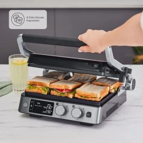 Resim Karaca 4 Kademeli Sıcaklık Ayarlı Premium Izgara ve Tost Makinesi | 6 Dilim Kapasite | Dijital LED Ekran | Zamanlayıcı 