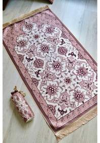 Resim Taşınabilir İpek Dokulu Keseli Seccade S1031 Gül Kurusu Çok Renkli 