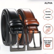 Resim 2 adet Erkek Gerçek Deri Kemer - Şık ve Dayanıklı, 1/2" Genişlik, Dikkatli Dikişli Akıllı Tasarım, Günlük veya Resmi Olaylar için Mükemmel, Siyah ve Kahverengi, Günlük Kemerler | Şık Kemerler | Dayanıklı Kemerler 