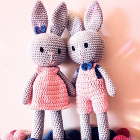 Resim El Örgüsü Amigurumi Tavşan Oyuncak - Pembe Kız Tavşan 