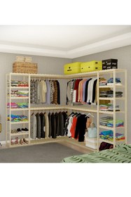 Resim Hazel Mobilya Köşe Için Tasarlanmış Açık Ahşap El Yapımı Elbise Dolabı 