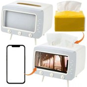 Resim Teltree "tv Şeklinde Çok Amaçlı Telefon Standlı Peçetelik - Nostaljik Dekor" Beyaz 