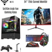 Resim Ramtech Run Full Set Ryzen 5 5500 32GB Ram 500GB M2 Rx 580 8gb 23.6'' Curved Oyuncu Masaüstü Bilgisayarı 