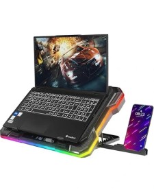 Resim S49 Cyclone Laptop Notebook Soğutucu Stand Rgb Renkli Oyunculara Özel 2 USB Port 140MM Fan 14-19INÇ 