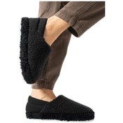 Resim Kadın Lastikli Kaymaz Taban Peluş Havlu Kumaş Ev Ayakkabısı Panduf Siyah-siyah Siyah 