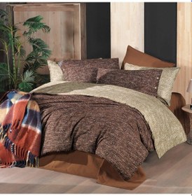 Resim Glamis King Size Battal Boy %100 Pamuk Flanel Pazen Nevresim Takımı Taba Taba 