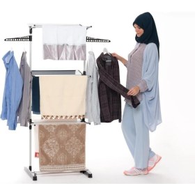 Resim UltraNova Alüminyum 3 Katlı Çamaşır Kurutmalık, Siyah, Dayanıklı ve Hafif Tasarım 