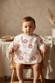 Resim DYZSTAR Su Geçirmez Uzun Kollu Bebek Mama Önlüğü - Leke Tutmayan Ek Gıda Önlüğü, Aslan Figürlü, Kırıntı Cepli, BLW Uyumlu 