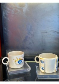 Resim Altın Yaldızlı Dik Göz Nazar Fincan 