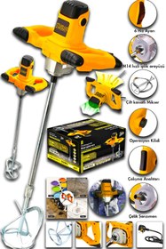 Resim stanrayf Alman 7800 W Çelik Şanzıman Bakır Sargı Devirli Ayarlı Alçı Boya Ve Harç Karıştırıcı Mikser 