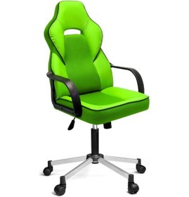 Resim Türksit İnka Yönetici Ve Oyuncu Koltuğu Plastik Kol Ve Metalik Gri Boyalı Ayaklı Yeşil Yeşil 