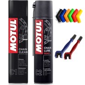 Resim Motul Motosiklet Motul Zincir Temizleme C1 Yağlama Spreyi C4 400 Ml Ve Temizlik Fırçası ve Vites Çorabı 