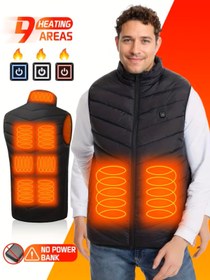 Resim Modaadresiniz 9 noktadan ısıtmalı motosiklet doğa sporları vb için kadın erkek unisex kolsuz termal ısıtmalı yelek 