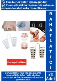 Resim Konforlu Horlama Azaltıcı Rahat Nefes Alıp Verme Uyku Horlama Önleyici Burun Delik Aparatı 20 Adet 