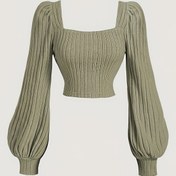 Resim Kadınlar İçin Şık Üstler - Dar Kesim Bel Sıkılaştırıcı Bluz, Uzun Kollu Gömlek Sonbahar/Kış, Ofis & Parti Kıyafetleri - Kadın Giyim, Günlük Kullanım, Minimalist Tasarım, Rahat Giysi, Kış Gardırop, Kare Yaka, Dayanıklı Malzeme, Moda Tutkunları İçin Stil Sahibi Üst 