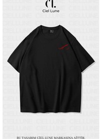 Resim Nevermind Unisex Kadın Erkek Red Eyes Baskılı Özel Tasarım Oversi Siyah 