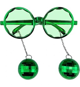 Resim Disko Toplu Küpeli Parti Gözlüğü Yeşil Renk 