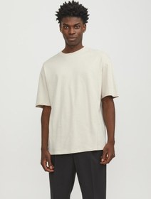 Resim Jack & Jones Jack&Jones Jjebradley Geniş Kesim Tişört 12249319 Bej 
