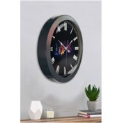 Resim Bahat Salon Ofis Duvar Saati Gri Metal Çerçeve 36 Cm 