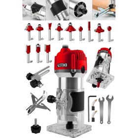 Resim Steiner 3000 Watt Formika Traşlama Freze Makinesi 6 mm Pens 12 Uç ile Çok Yönlü Kullanım 
