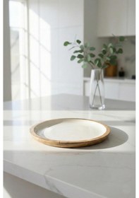 Resim Agacı Pasta Tabağı & Sunum Tabağı 20 Cm Krem Açık Mavi 