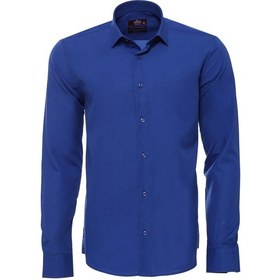 Resim Wessi Desensiz Uzun Kollu Regular Fit Mavi Erkek Gömlek Mavi 