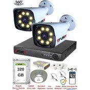 Resim Fury 2 Kameralı 5MP Lens 1080P 2MP Color Görüntü 8 Warm Led Gece Görüş Full HD Güvenlik Kamera Sistemi 320 