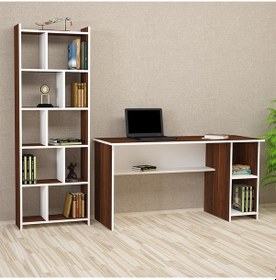 Resim Kalenderdekor1 Kalender Dekor Avel Snow 145 Cm Çalışma Masası Takımı Avls03 Beyaz - Ceviz 