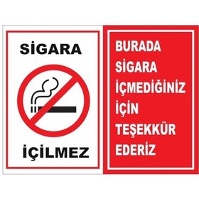 Resim Burada Sigara Içmediğiniz Için Teşekkür Ederiz Uyarı Ikaz Levhası 