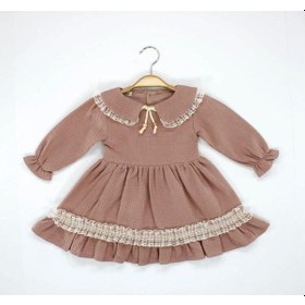 Resim Babyhola Bayramlık Kız Bebek Elbise Dantel İşlemeli Bebe Yaka Vintage Müslin 2017 Gülkurusu 