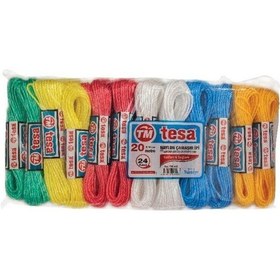 Resim Temsan 20 Metre Naylon Çamaşır İpi 24'lü Tdrtr Çok Renkli 