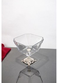 Resim Argkristal Krn Gümüş Salata Kasesi Metal Ayaklı 19x19x19 Gümüş 