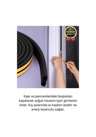 Resim Kalın Kauçuk 2x50 100 Mt Ekstra Uzun Siyah Kapı Pencere Fitili Soğuk Koruyucu Geçirmez İzolasyon 100 M 