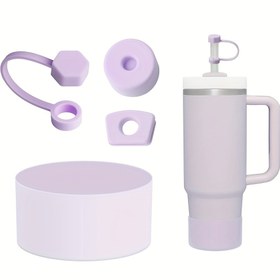 Resim 3 Adet Silikon Dökülme Önleyici Tıpa, 9-10mm Pipetler İçin Pipet Kapak Kapağı, 40oz & 30oz Tumbler Bardak İçin 1 Adet Silikon Bot İçeren Tumbler Aksesuar Seti 