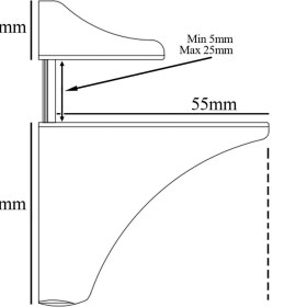 Resim Badem10 Pelikan Ayarlanabilir Etajer Cam Tutucu Ahşap Raf Tutucu Cam Etejeri Metal Vidalı Krom (4 Adet) 