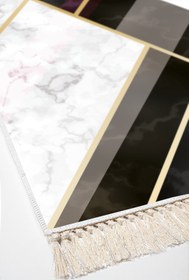 Resim Alanur Home Eko Trend Djt Yıkanabilir Kaymaz Taban 3 Lü Yatak Odası Takımı F5002 Mermer Siyah Beyaz 