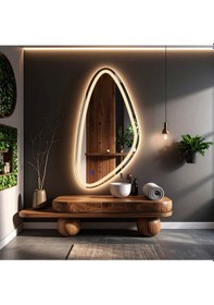 Resim Sinela Günışığı Lazer Kumlamalı Lavabo & Banyo Aynası Dokunmatik Sensörlü 100 X 50 Cm 