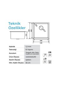 Resim Crauf Stella 4454 Pvd Mat Gri 50x40 El Yapımı Paslanmaz Çelik Mutfak Eviyesi Mat Gri 