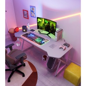 Resim Michael Brean Özel Tasarım 140 cm Oyuncu Masası Bardaklı ve Kulaklık Tutucu Hediye 