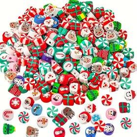 Resim 120 Adet NADD VILLAGE Noel Yumuşak Kil Boncuklar - 60+ Bayramlık Desenli (Kalpler, Ağaçlar, Kardan Adamlar, Zencefilli Kurabiyeler, Şeker Kamışı, Holly, Bells) Toksik Olmayan DIY El Sanatları İçin Malzemesi - Kırmızı, Yeşil, Pembe, Altın, Beyaz, Kahverengi, Mavi, Mor, Turuncu, Siyah, Ak - Takı Yapımı, Çelenkler ve Süsleme için Uygundur - Partilerde Dekorasyon & Tüm Sezon Boyu Projeleriniz için Toplu Paket Kirmaza Boncuklar 