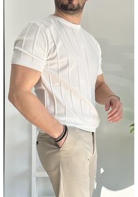 Resim Erkek Bisiklet Yaka Desenli Tişört Beyaz Edw260 Beyaz 
