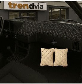 Resim Tofaş Şahin Doğan Kartal Alçak Ön Göğüs Siyah-bej Torpido Kılıfı / Bej-siyah Boyun Yastığı 