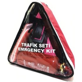 Resim Oto İlk Yardım Seti Yangın Söndürme Tüpü Üçgen Set Trafik Seti 