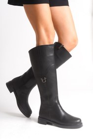 Resim miss fırat yeni model toka detaylı diz altı kadın çizme ayakkabı 077419 