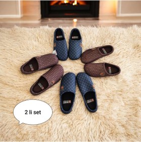 Resim MİRAYPAZARLAMA Erkek ev halı terliği misafir terliği yumuşak merdanı erkek terliği (2)li set 