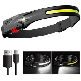 Resim Kenpazar 5 Aydınlatma Modlu Cob Led Sensörlü Usb Şarj Edilebilir Dahili Pilli Kafa Lambası Siyah 