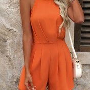 Resim Kadınların şık portakal kollu elbisesi - Flap ve bel sıkılaştırma ile şık katmanlı tasarım, düz renk, yaz moda için mükemmel, çok yönlü moda|Şık Katmanlı Elbise|Zarif Bitiş 