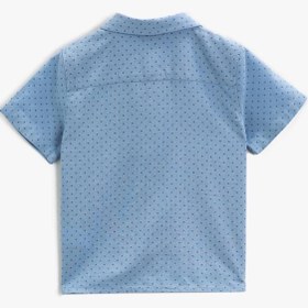 Resim Erkek Bebek Kısa Kollu Gömlek Desenli Papyonlu Cepli Pamuklu 