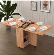 Resim Masif Ahşap Katlanır Mutfak Yemek Çalışma Masası Asra Trend Çam 